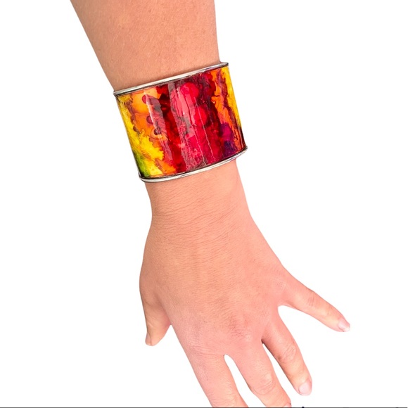 Abstract Rainbow Cuff Bracelet - Picture 3 of 12